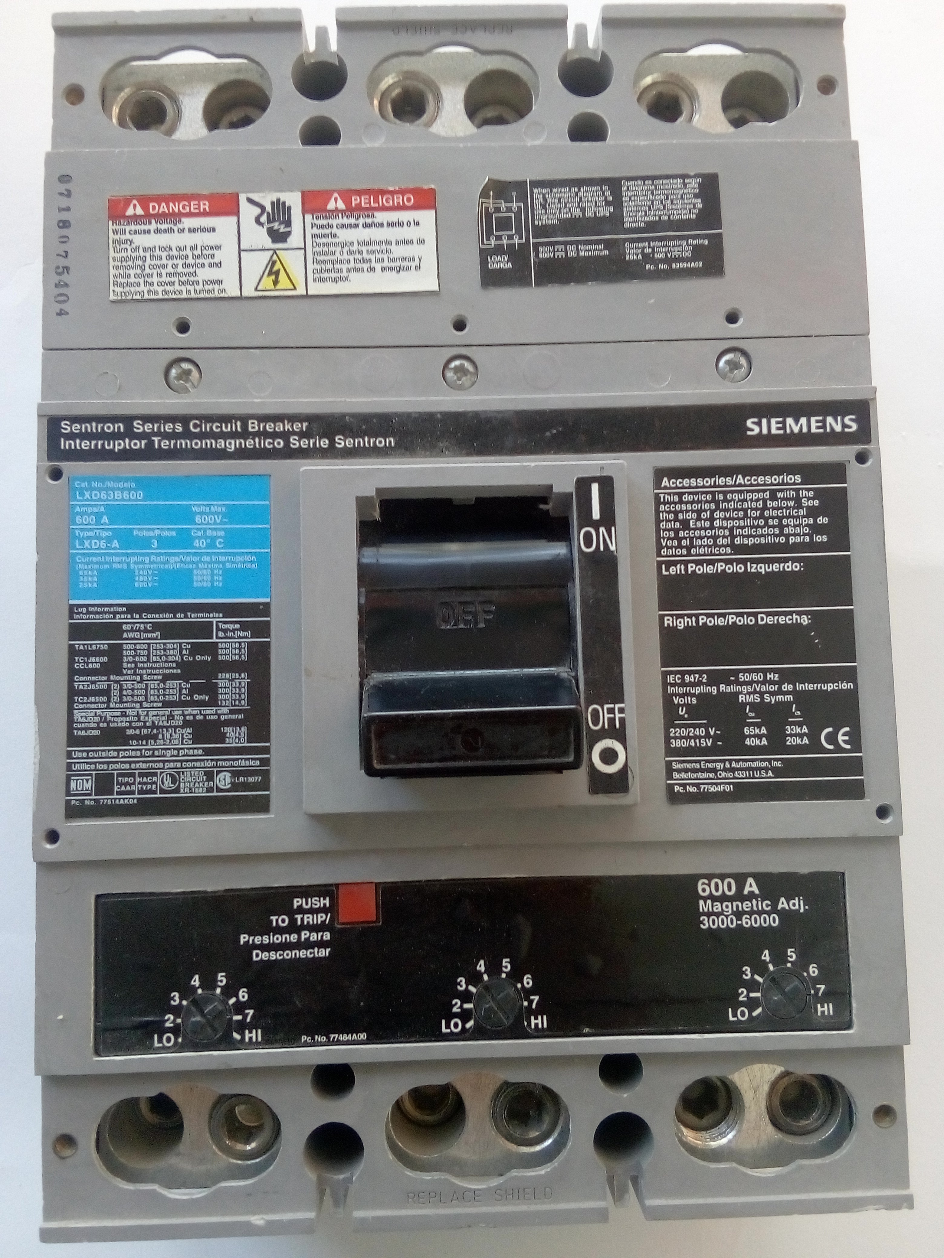 Interruptor Siemens LXD63B600