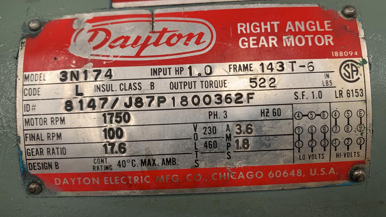 Motorreductor de Corriente Alterna 1 HP Dayton