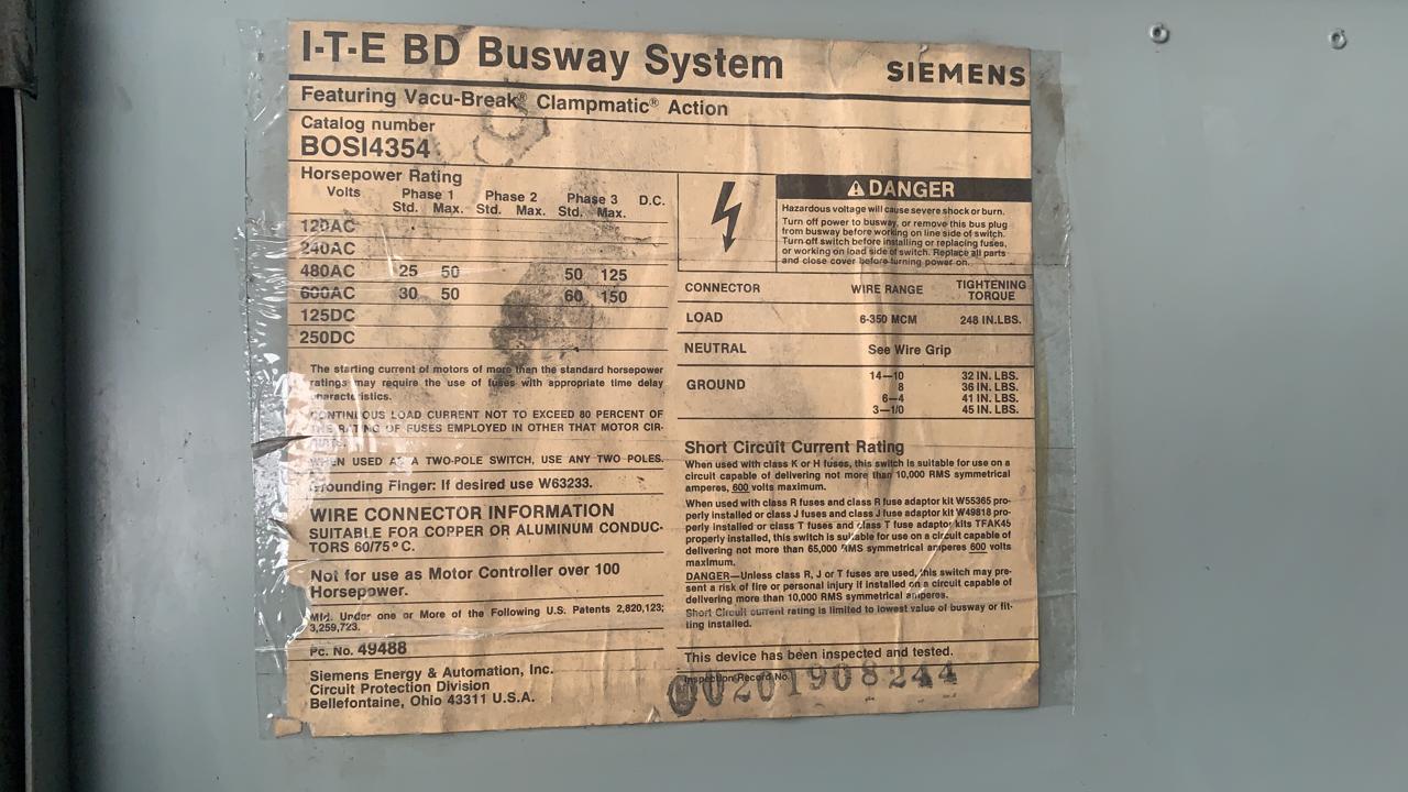 Bus Plug Siemens BOS14354